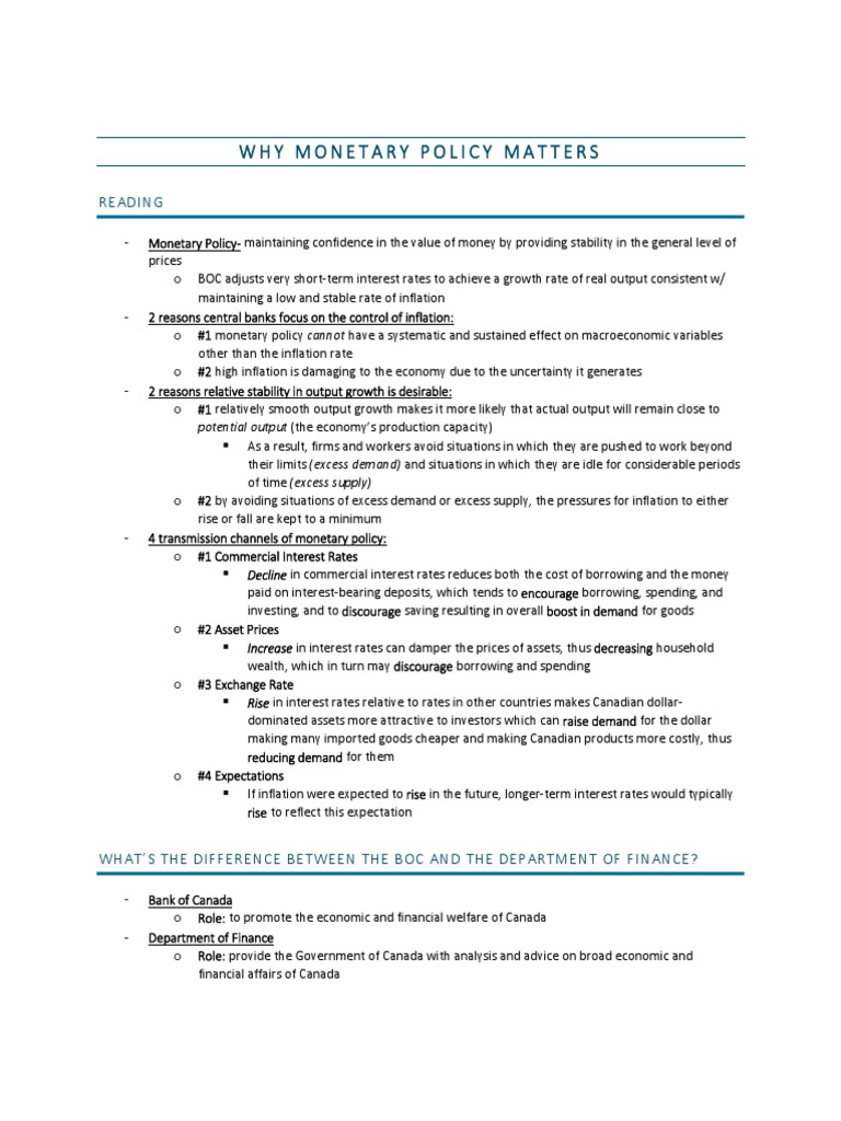 Why Monetary Policy Matters | PDF | Inflation | Monetary Policy