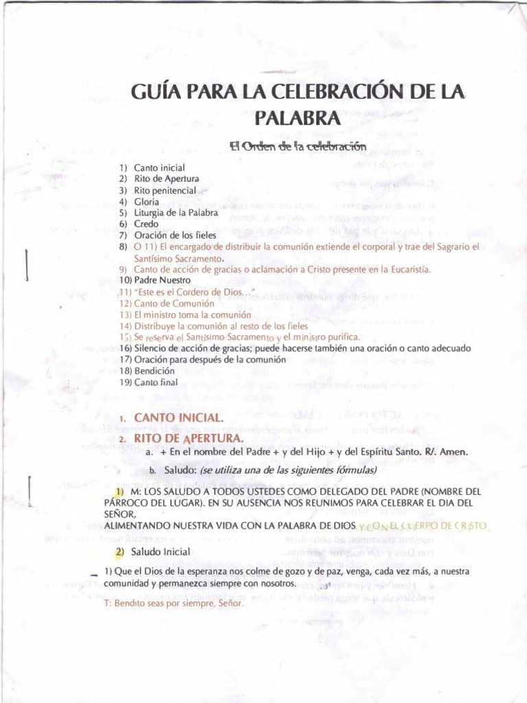 Guia para La Celebracion de La Palabra PDF | PDF | eucaristía | Oración