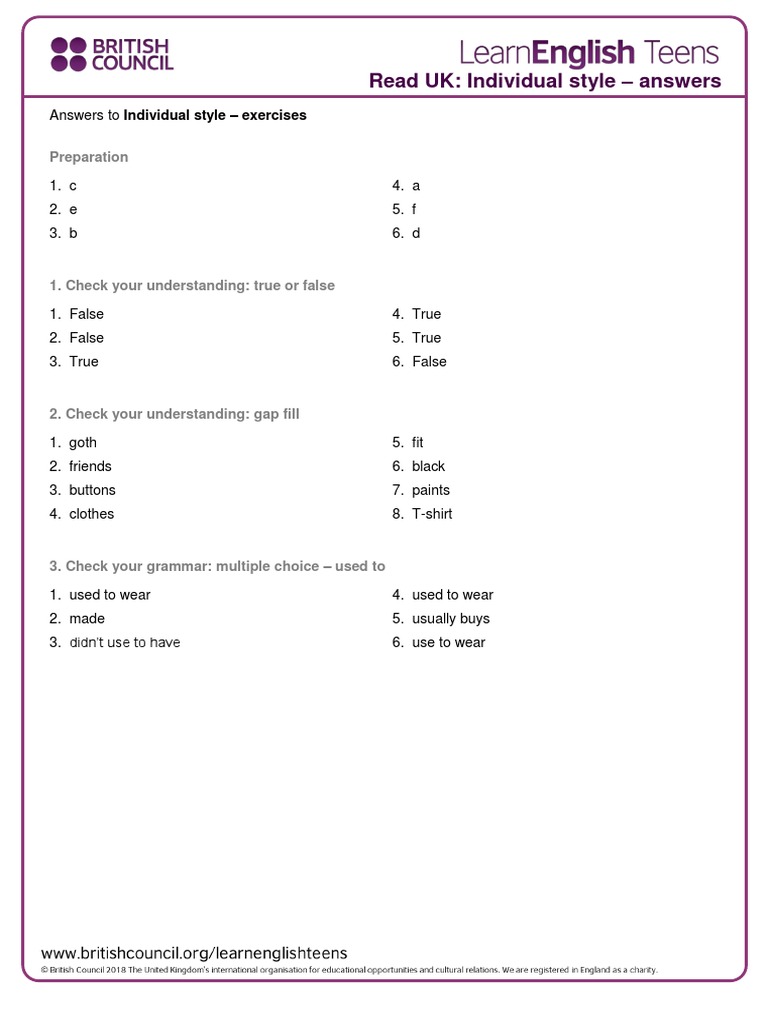 Individual Style Exercise Answers | PDF | Language Arts & Discipline