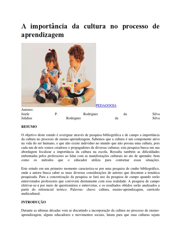 Cultura e Aprendizagem na Educação | PDF | Aprendizado | Pedagogia