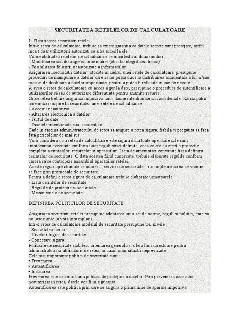Securitatea Retelelor De Calculatoare