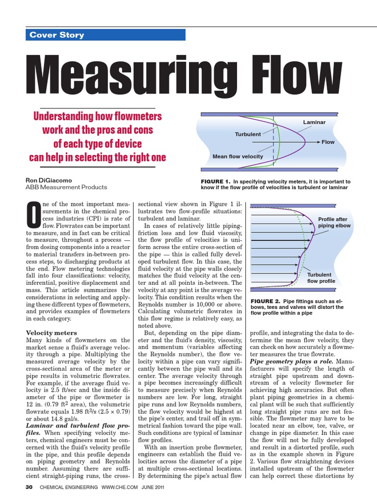 Measuring Flow CE June 2011 | PDF | Flow Measurement | Fluid Dynamics