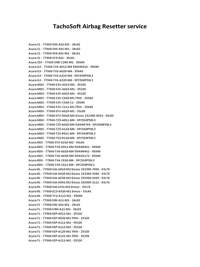 TachoSoft Airbag Resetter Service PDF | PDF | Buick | Fabricantes de ...