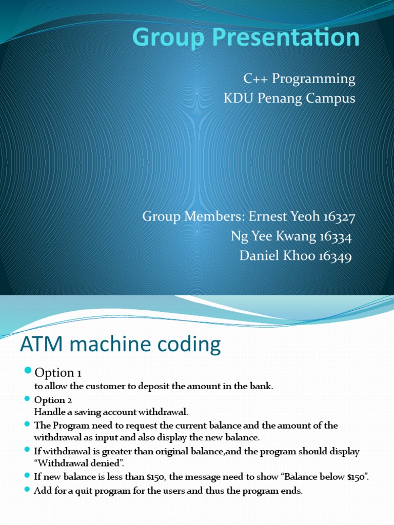 C++ ATM Machine Coding Project | PDF