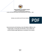 Gerenciamento de Residuos Das Atividades Offshore de Exploracao e Producao de Petroleo Uma Analise Da Conformidade Legal Aplicada Em Projetos Licenciados - Rafael de Castro Scotta Dos Passos