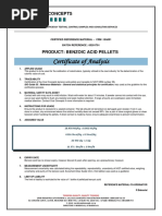 Certificate of Analysis: Product: Benzoic Acid Pellets