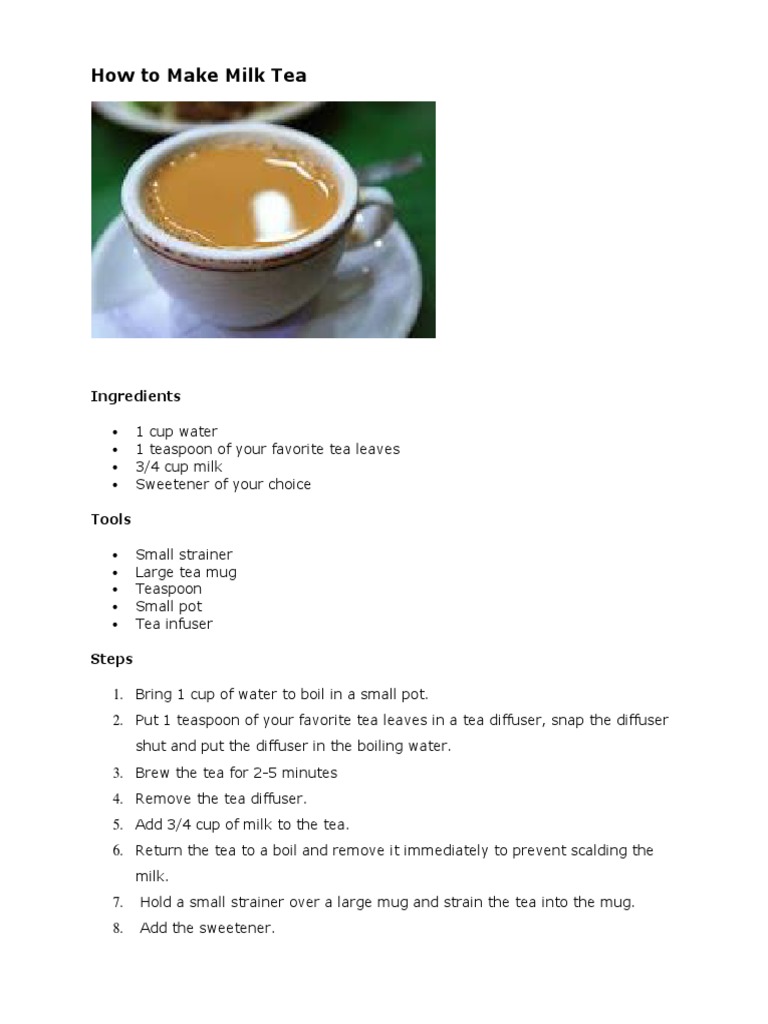 Step-by-Step Milk Tea Recipe | PDF