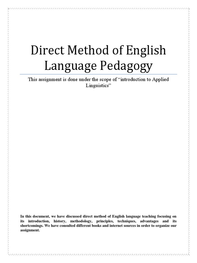 Direct Method in English Teaching | PDF | Language Education | Second ...