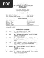 Calendar Criminal Cases March 11, 2019