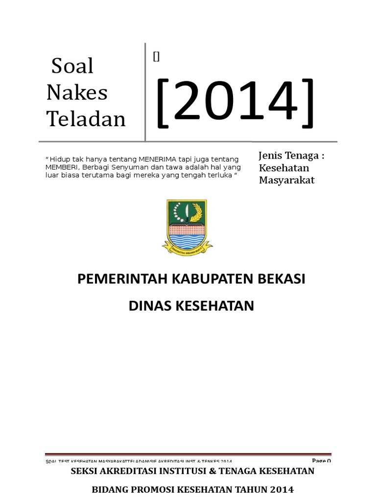 Soal Nakes Teladan Kesehatan Masyarakat 2014