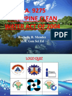R.A. 9275 Philippine Clean Water Act of 2004: Rochelle B. Mendez M.A. Gen Sci Ed