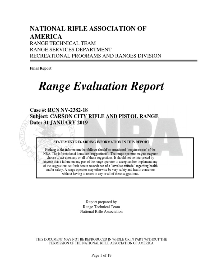Carson City Rifle Range Evaluation Report | PDF | Firearms | Projectile ...