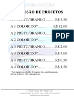 Tabela de Preços IMPRESSÕES