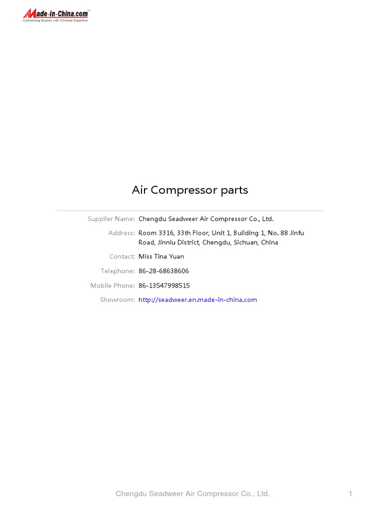Air Compressor Parts PDF PDF Tools Gas Technologies