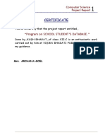 Certificate: "Program On School Student'S Database."