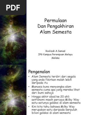 Permulaan Dan Pengakhiran Alam Semesta Pdf