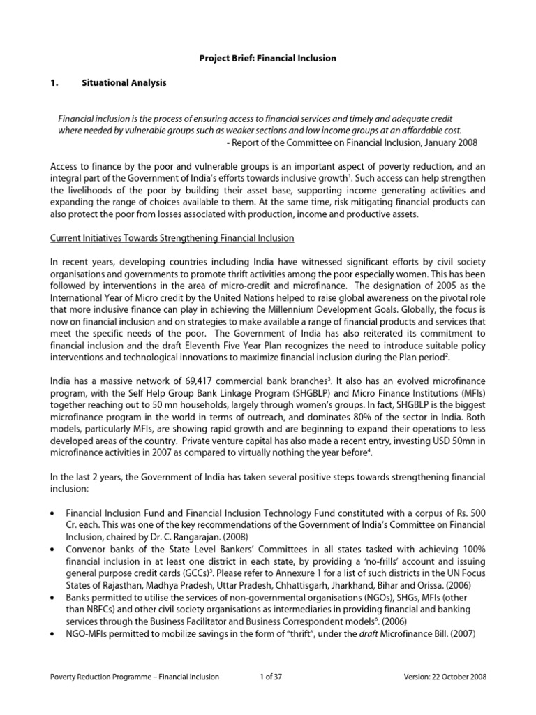Financial Inclusion for Poverty Reduction | PDF | Microfinance ...