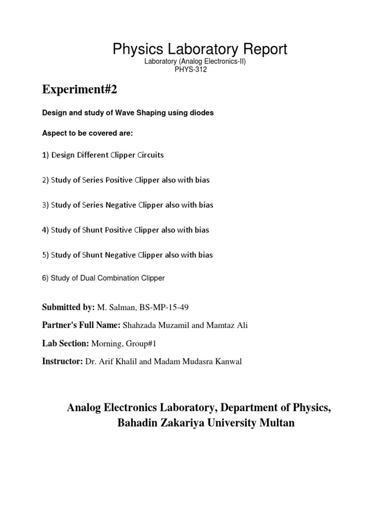 Wave Shaping with Diodes Report | PDF