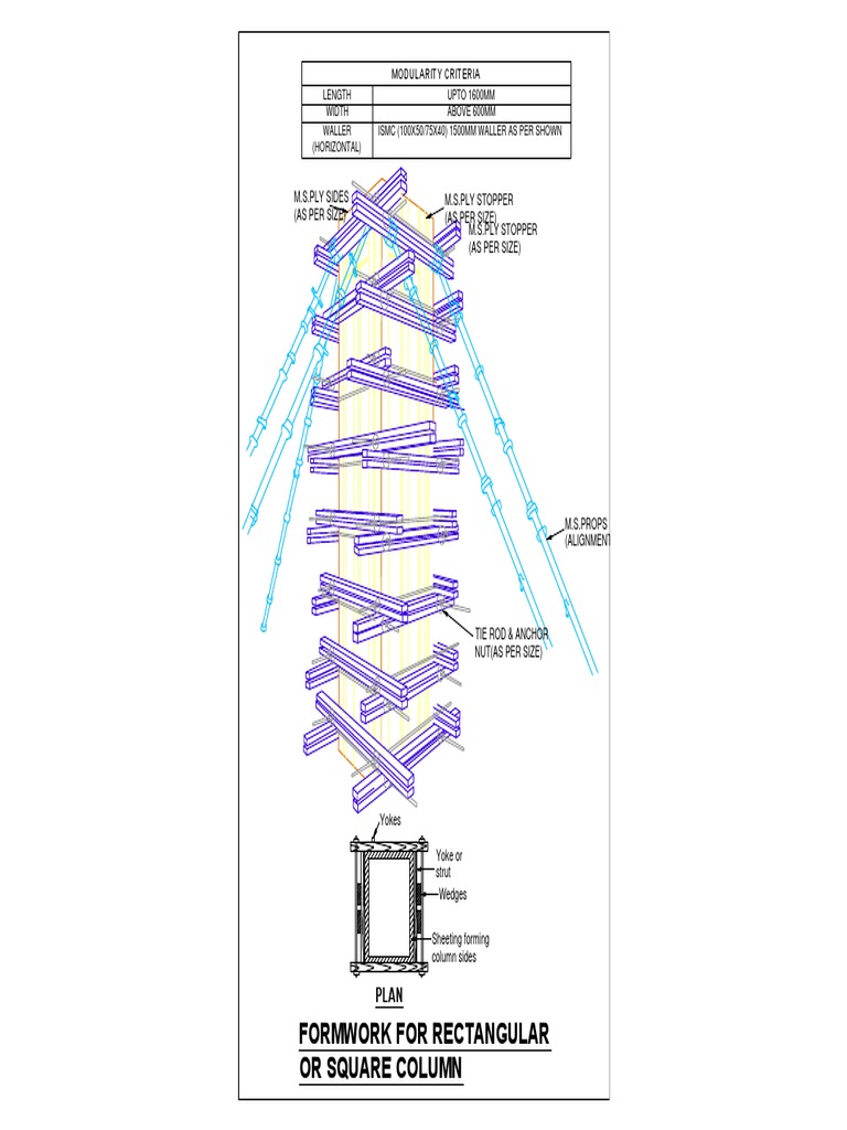 Shop DWG of Column Shuttering | PDF