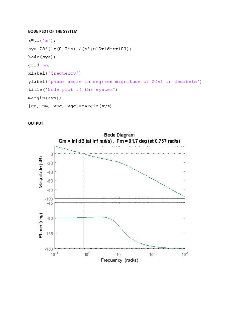 Bode Plot Analysis of Control System | PDF