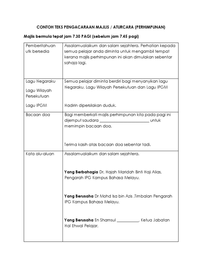Contoh Teks Pengacaraan Majlis Pdf