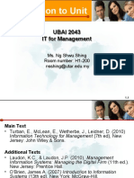 Introduction To Unit: UBAI 2043 IT For Management UBAI 2043 IT For Management