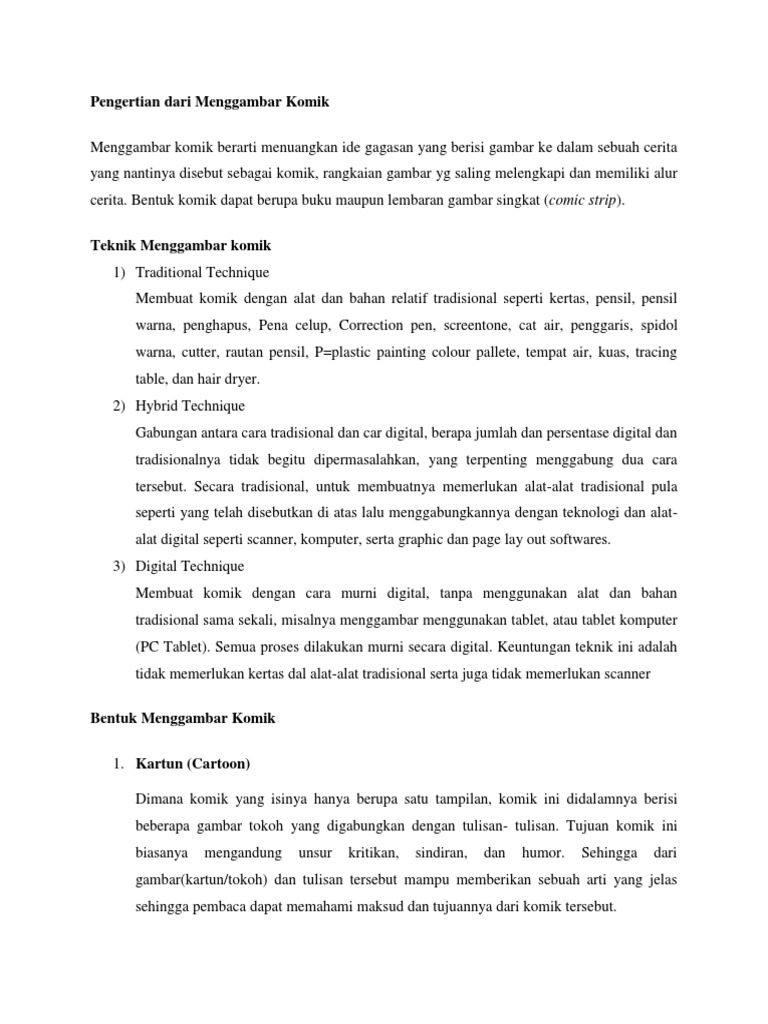 Pengertian Dari Menggambar Komik