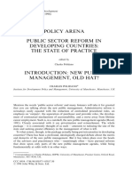 Policy Arena Public Sector Reform in Developing Countries: The State of Practice