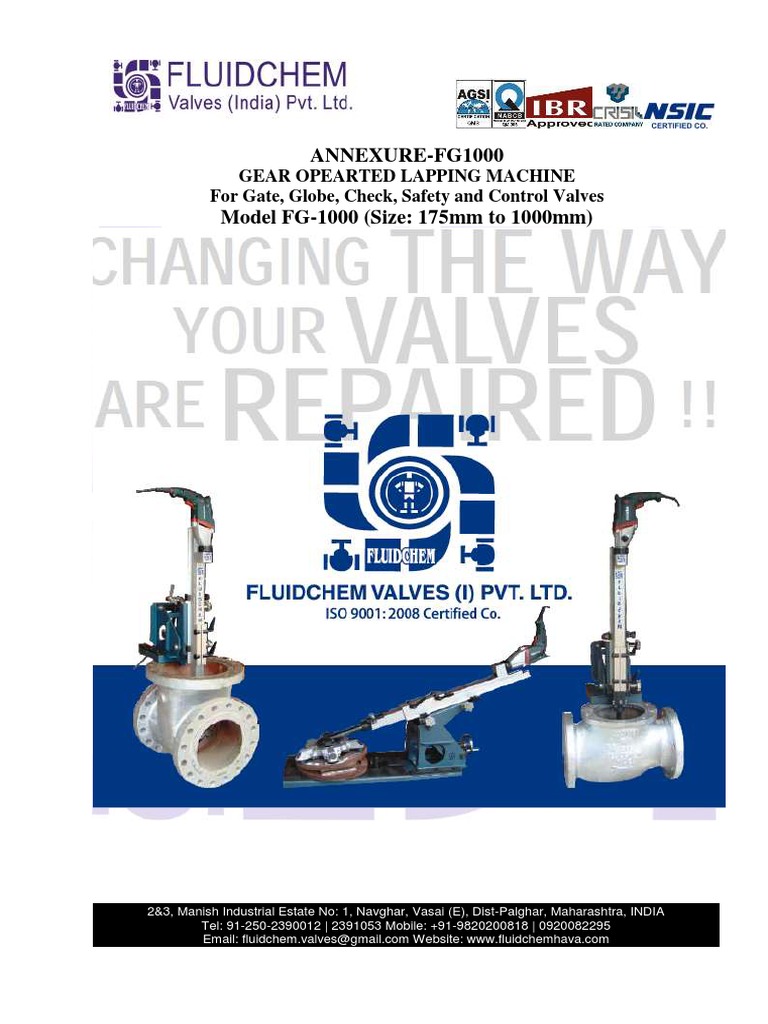 Fluidchem FG1000 Lapping Machine Overview | PDF | Machines | Valve