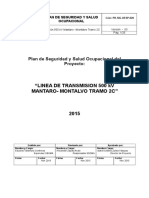 Plan de Seguridad y Salud Ocupacional - LT 500 KV Mantaro - Montalvo