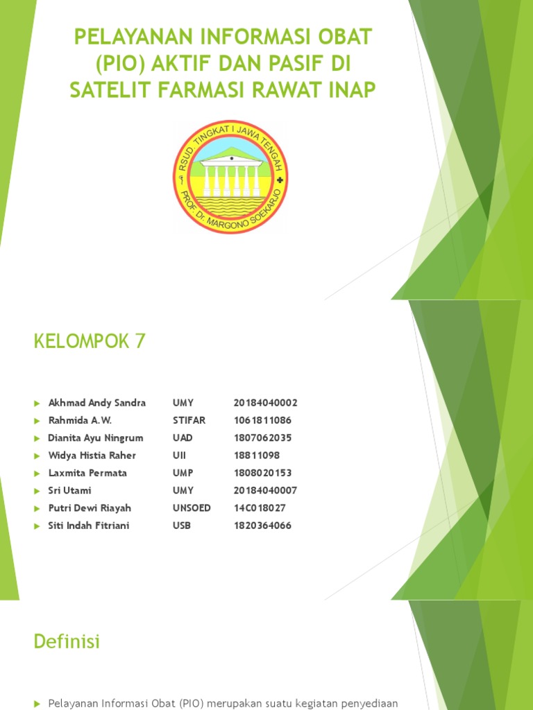 Pelayanan Informasi Obat (Pio) Aktif + Pasif