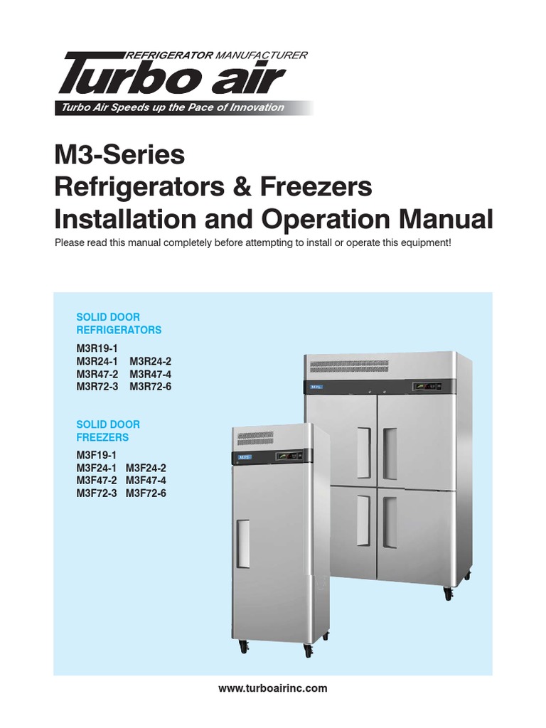 M3-Series Refrigerators &amp; Freezers Installation and Operation Manual | PDF | Refrigerator ...