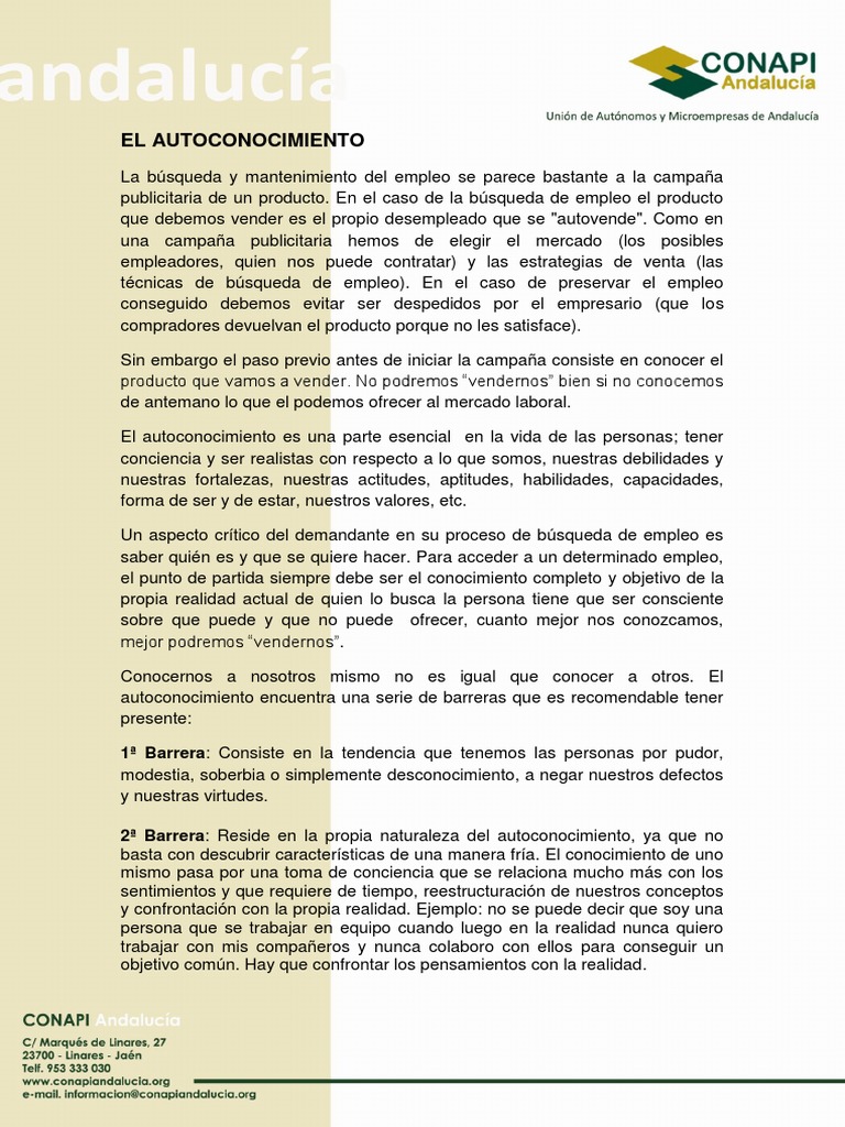Manual Autoconocimiento Pdf Mercado Economía Conocimiento