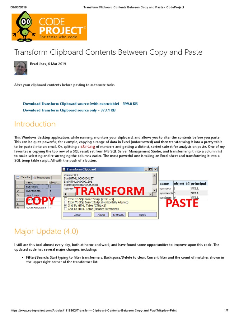 Transform Clipboard Contents Between Copy and Paste - CodeProject | PDF