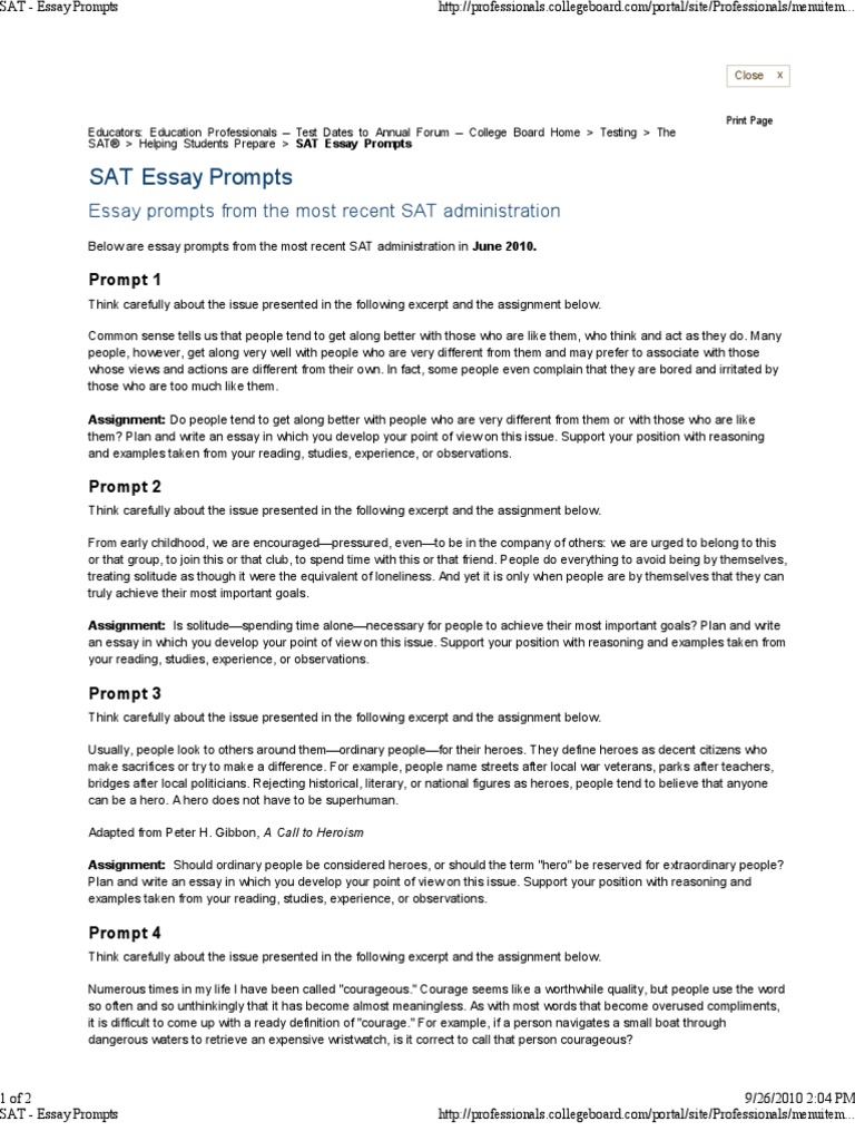 sat essay practice prompts