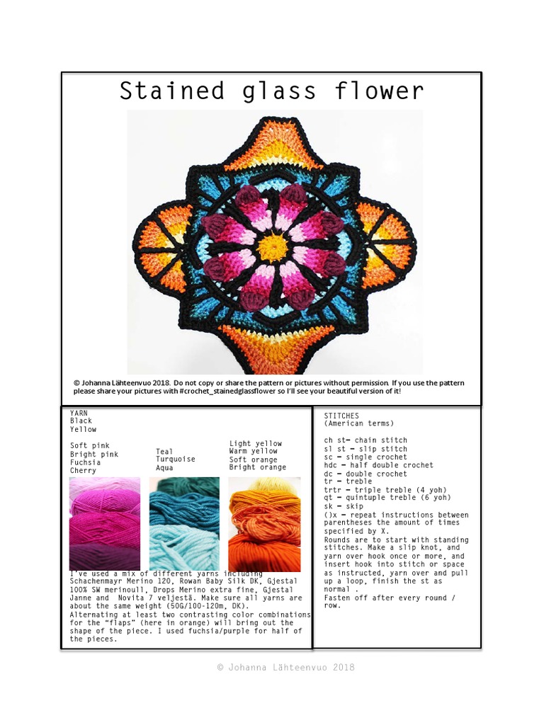 Stained Glass Flower Pattern PDF Crochet Crafts