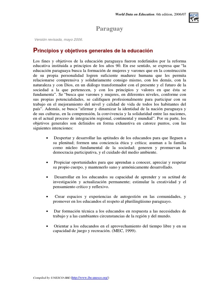 Reforma Educativa en Paraguay 2006/07 | PDF | Educación de la primera ...