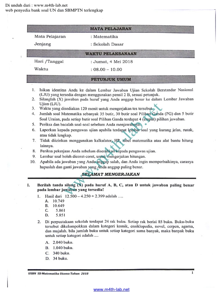 Usbn Mtk Sd 2018 Jabar Www M4th Lab Net Pdf