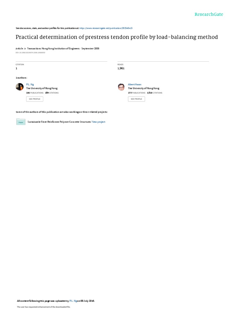 Practical Determination of Prestress Tendon Profile by Load-Balancing