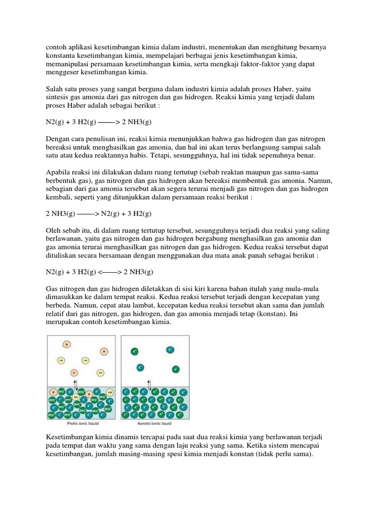 Contoh Aplikasi Kesetimbangan Kimia Dala