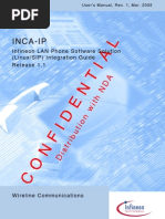 Inca-Ip: Infineon LAN Phone Software Solution (Linux/SIP) Integration Guide Release 1.1