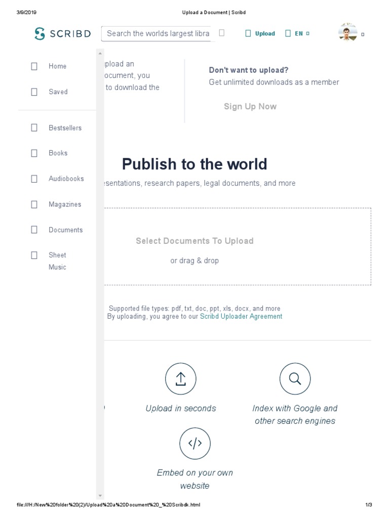 Upload A Document - Scribdk | PDF | Scribd | Digital Technology