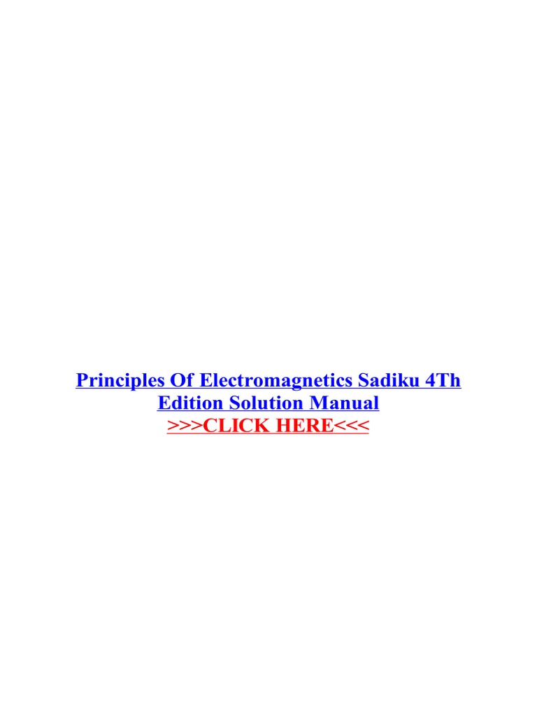 Elements Of Electromagnetics Sadiku 7th Edition Pdf