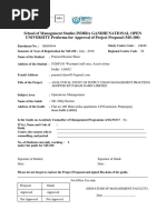 School of Management Studies INDIRA GANDHI NATIONAL OPEN UNIVERSITY Proforma For Approval of Project Proposal (MS-100)