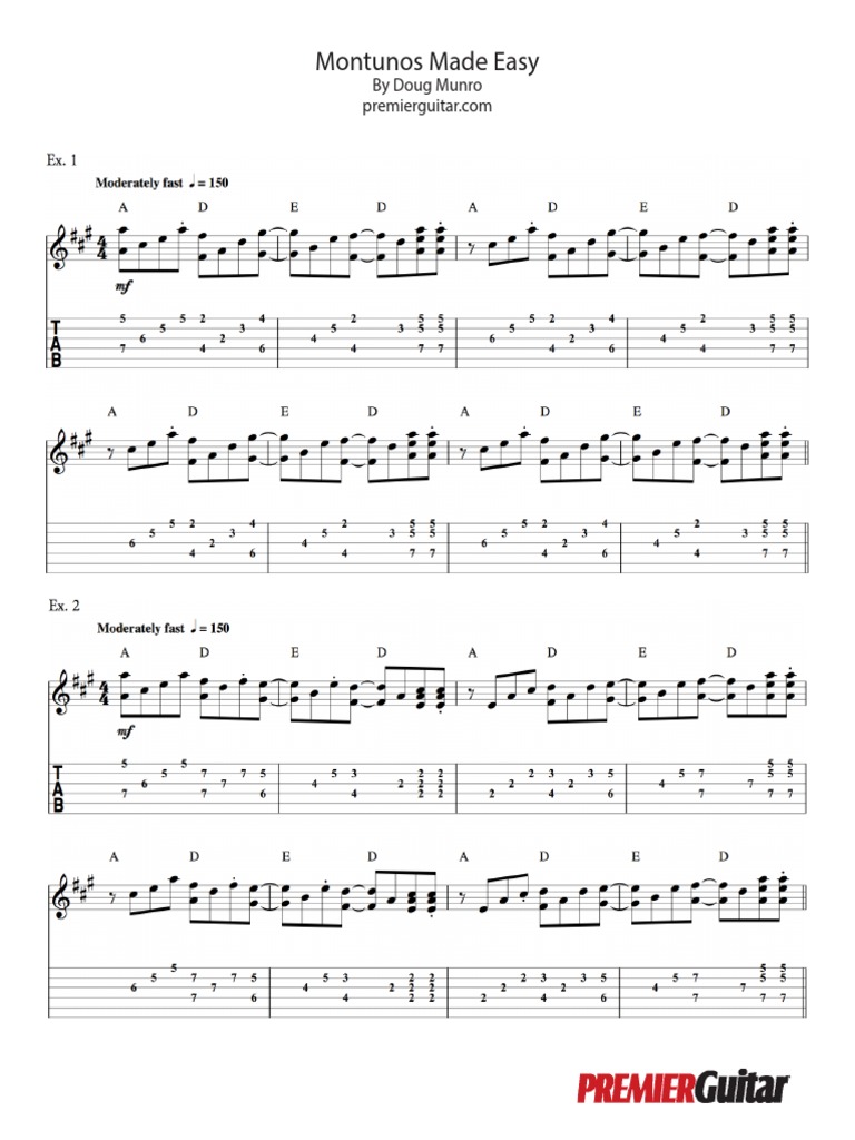 Easy Montuno Techniques for Guitar | PDF