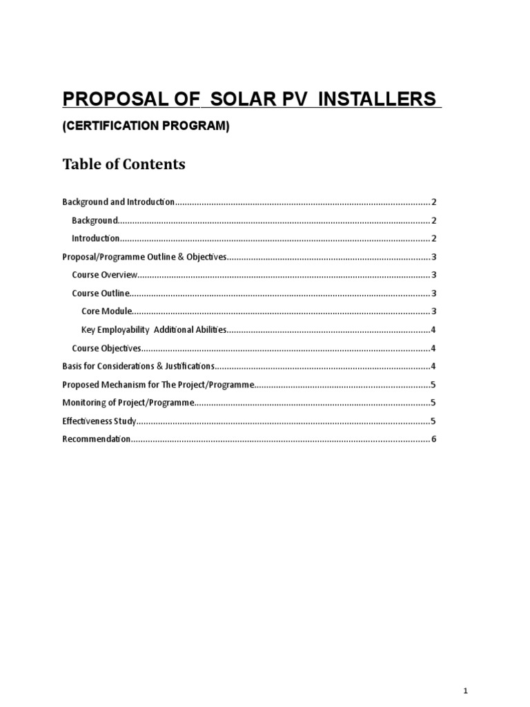 Solar PV Installers Certification Proposal | PDF | Photovoltaic System ...
