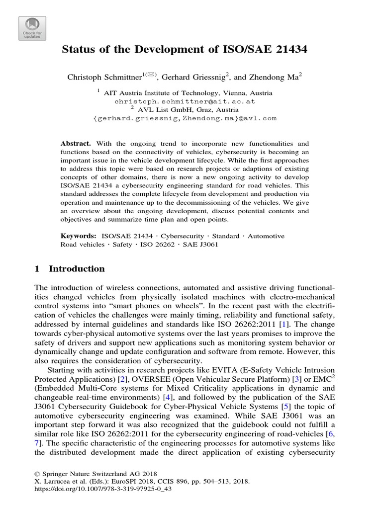 Status of The Development of ISO/SAE 21434 | PDF | Computer Security ...