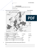 Test de Evaluare_Spaţiul Românesc Şi Spaţiul European Și Elemente Fizico-geografice Definitorii Ale Europei