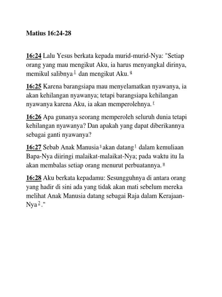 Renungan Matius 16:24-28 | PDF