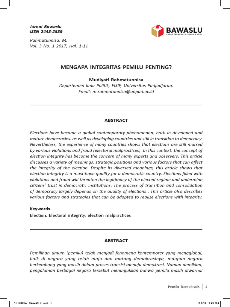 01 Jurnal Bawaslu1 01 Jurnal Bawaslu1